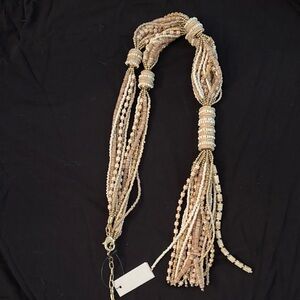 Chico's Beige and Gold Beaded Necklace